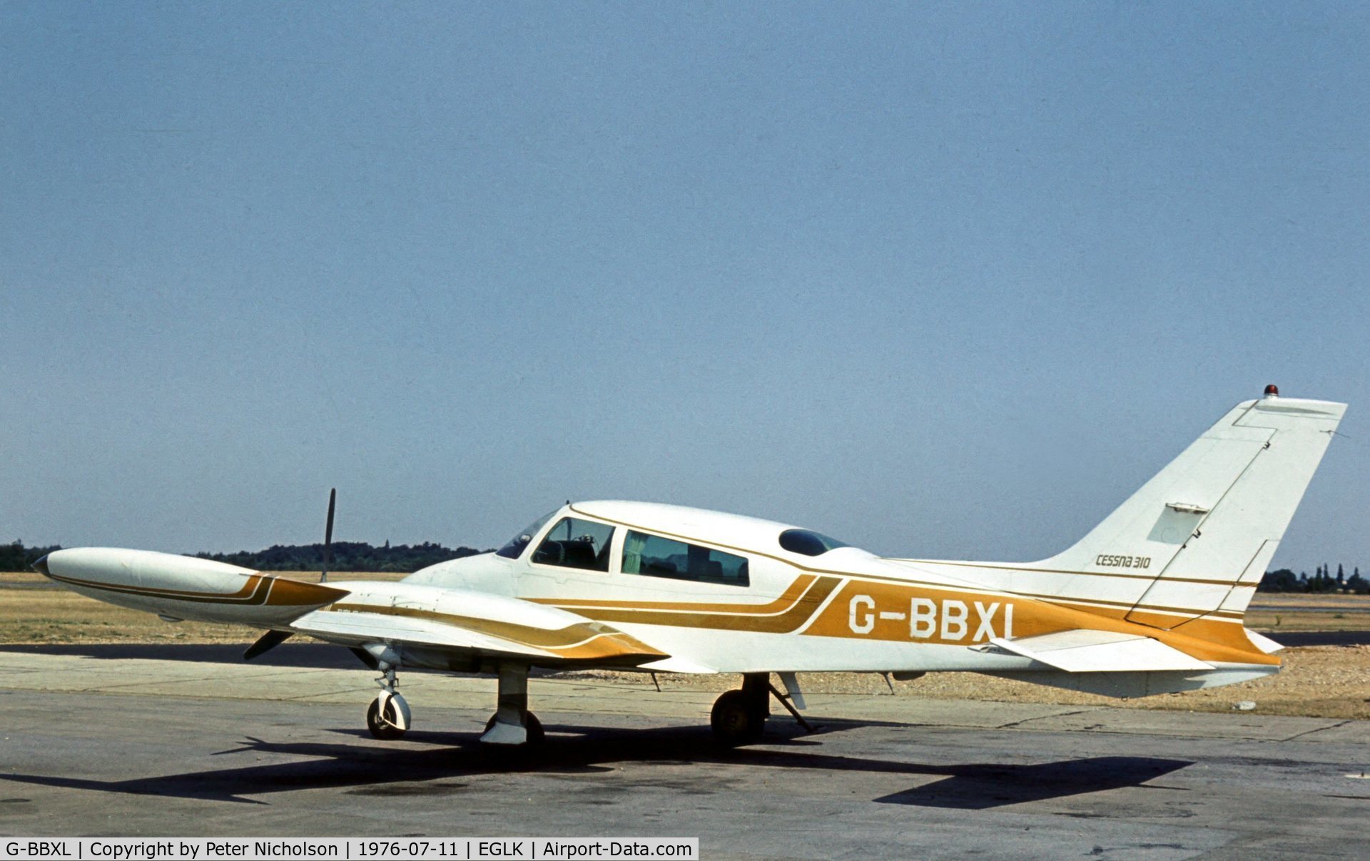 G-BBXL, 1974 Cessna 310Q C/N 310Q1076, Cessna 310Q seen at Blackbushe in the Summer of 1976.