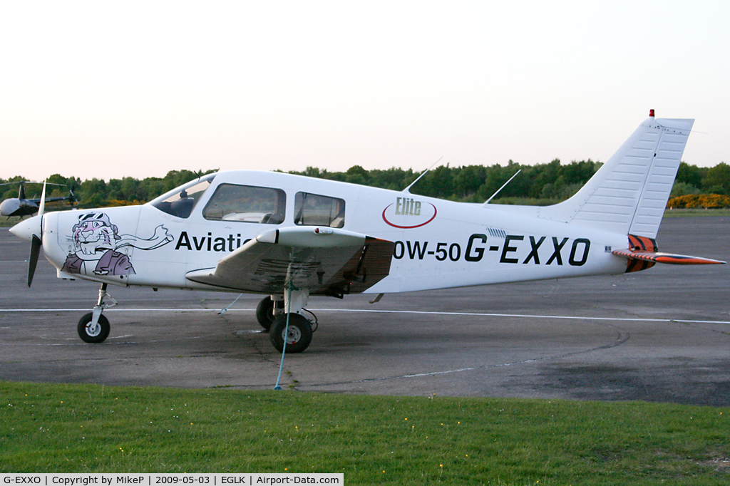 G-EXXO, 1989 Piper PA-28-161 Cadet C/N 2841210, Taken at Blackbushe at dusk.
