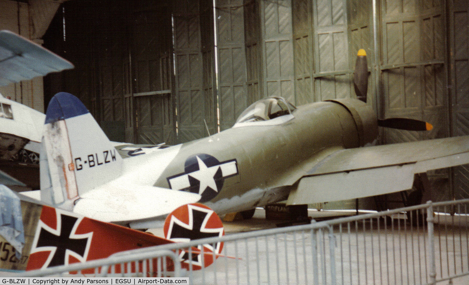 G-BLZW, 1945 Republic P-47D Thunderbolt C/N 399-55744, At Duxford i believe this reg was only carried briefly