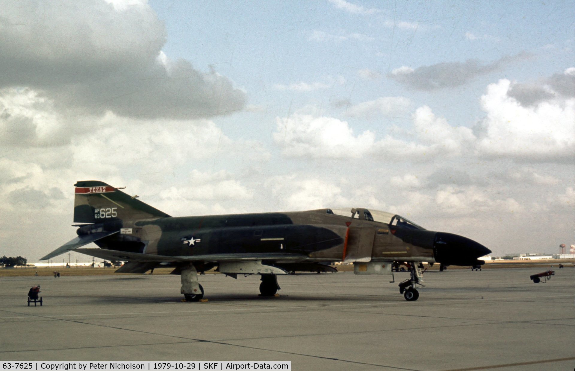 63-7625, 1963 McDonnell F-4C Phantom II C/N 713, F-4C Phantom of 182nd Tactical Fighter Squadron/149th Tactical Fighter Group seen at Kelly AFB in October 1979.