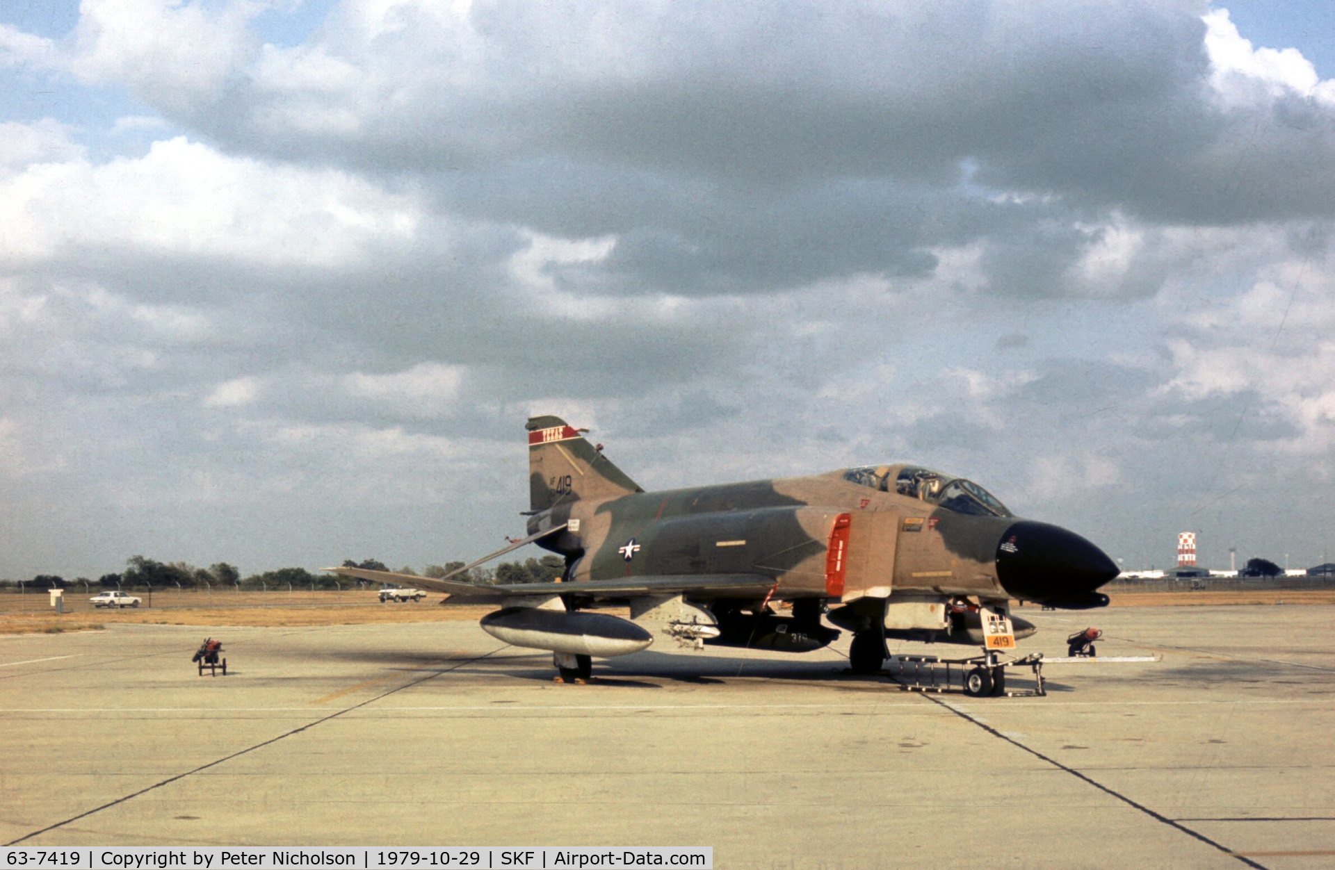 63-7419, 1963 McDonnell F-4C Phantom II C/N 355, Another view of the Texas Air National Guard F-4C Phantom seen at Kelly AFB in October 1979.
