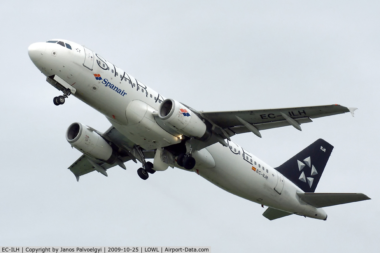 EC-ILH, 2002 Airbus A320-232 C/N 1914, Star Alliance (Spainair) Airbus A320-232 after take-off in LOWL/LNZ