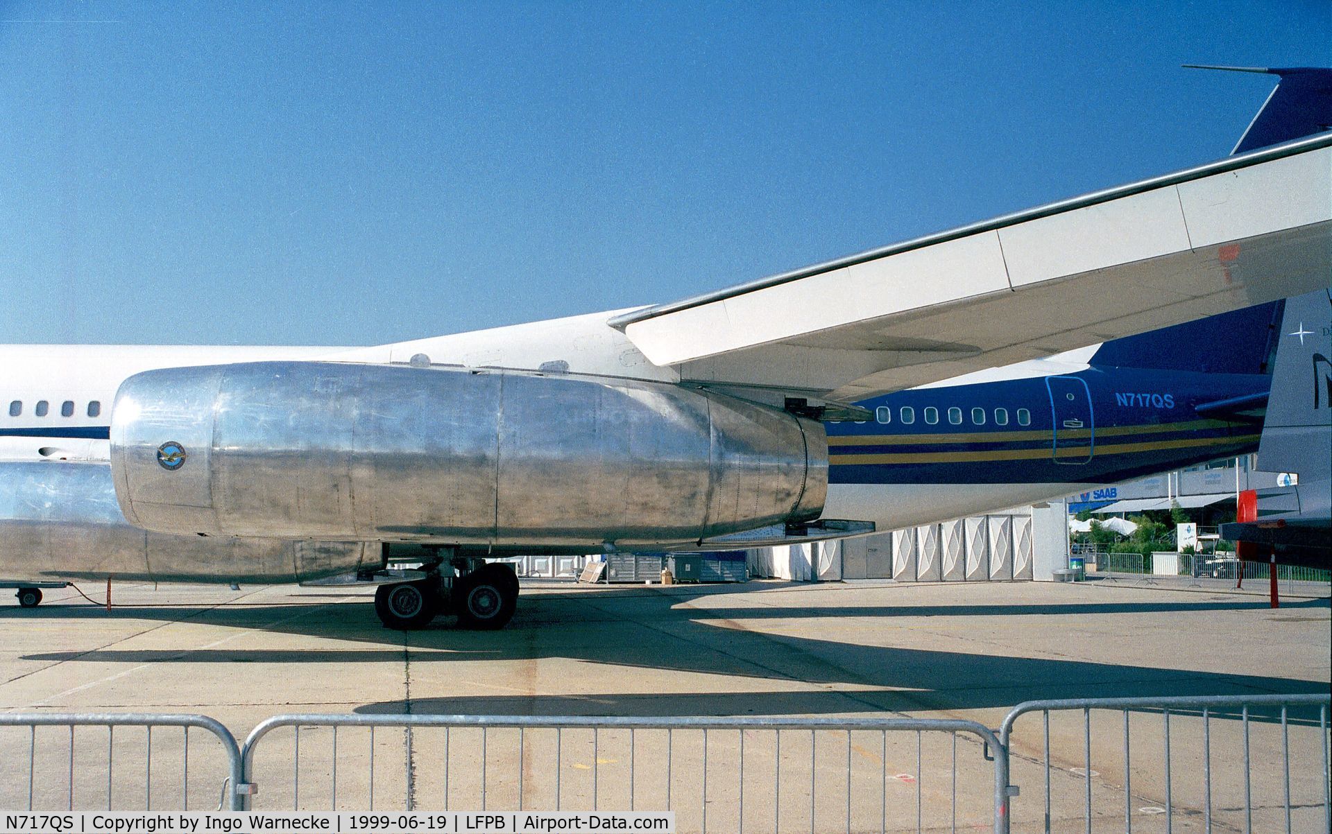 N717QS, 1974 Boeing 707-3J6B C/N 20717, Boeing 707-3J6B with stage III quiet engines at the Aerosalon 1999, Paris