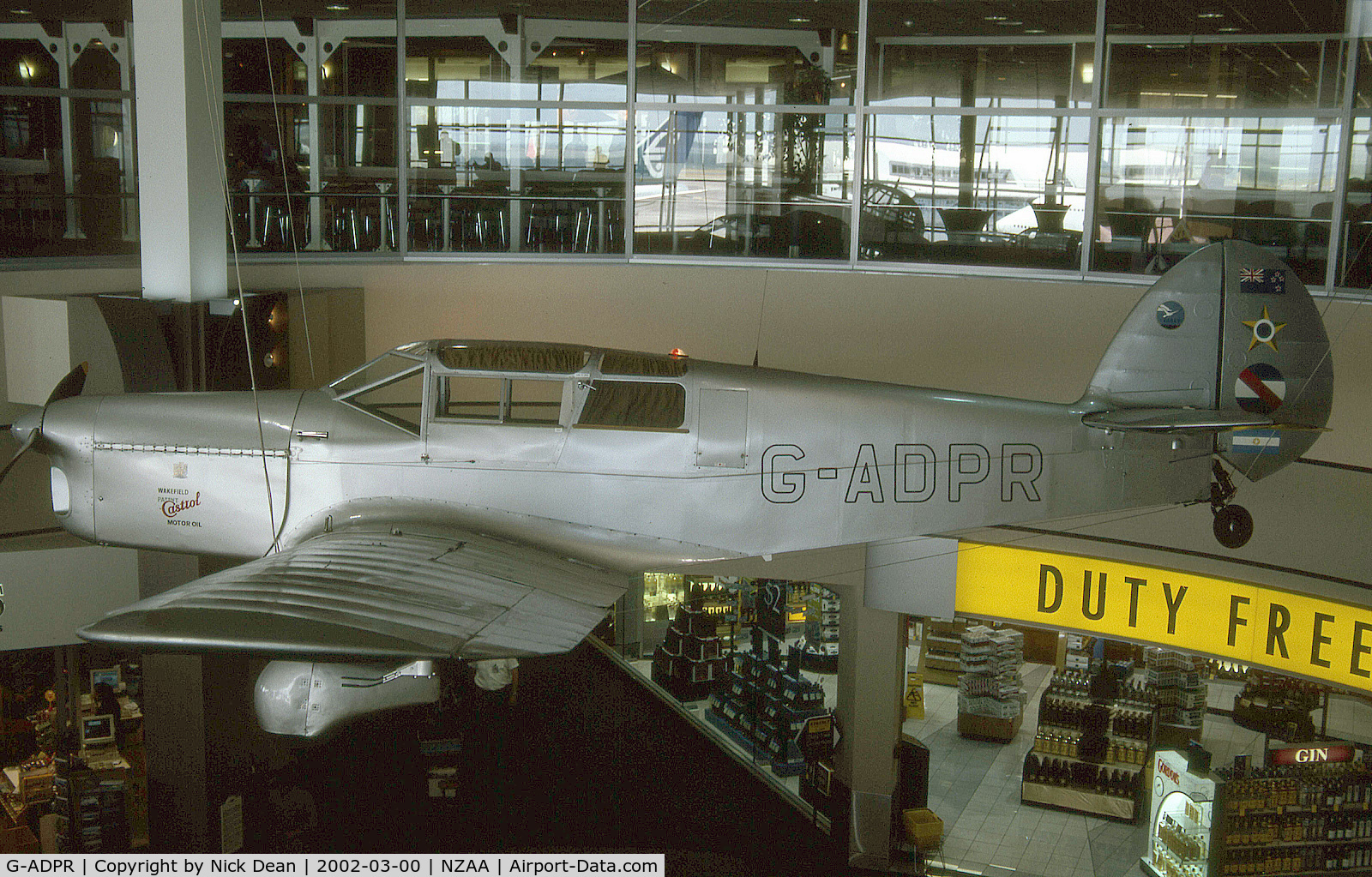 G-ADPR, 1935 Percival D-3 Gull Six (P-3) C/N D55, NZAA On display in the international departure lounge
