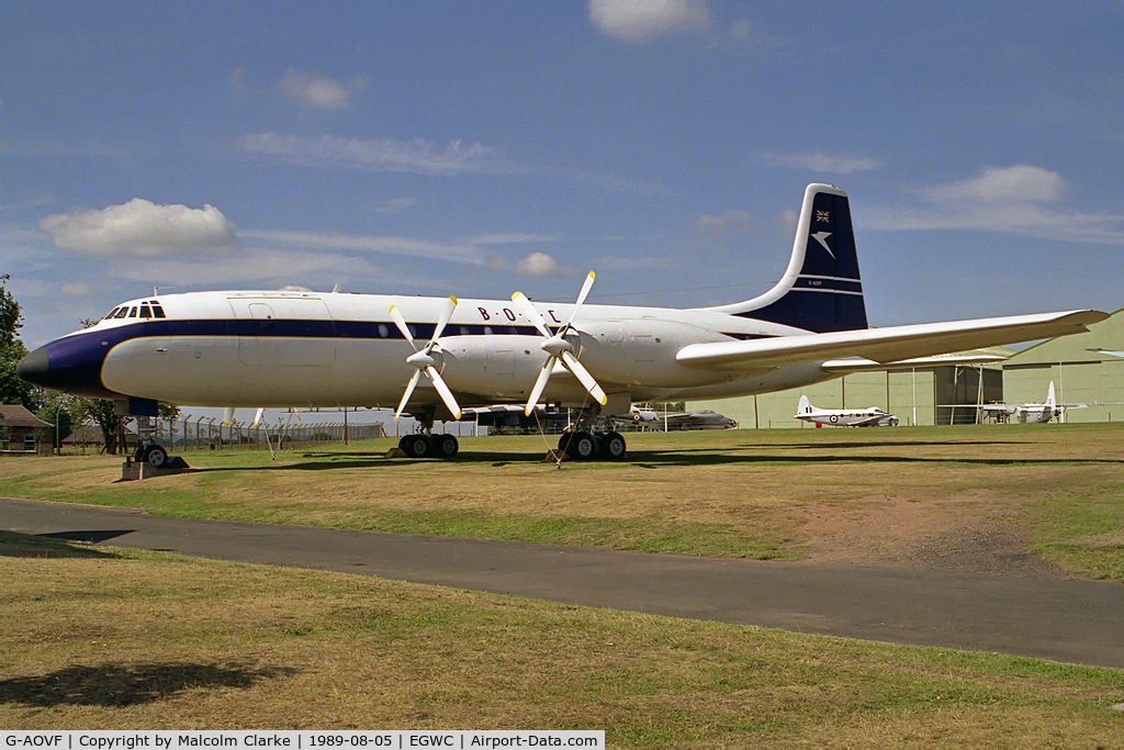 G-AOVF, 1958 Bristol 175 Britannia 312F C/N 13237, Bristol Britannia 312F. The 'Whispering Giant' thanks to those Bristol Proteus engines, built 1957. Seen at RAF Cosford Aerospace Museum.