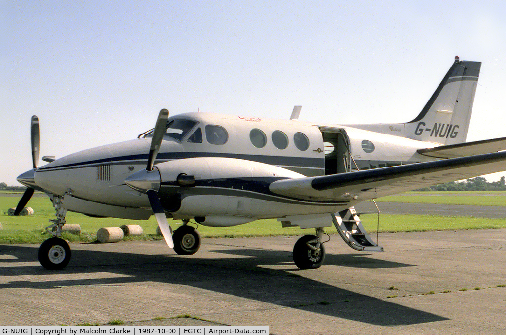 G-NUIG, 1982 Beech C90-1 King Air C/N LJ-1035, Beech C90. Owned by Norwich Union Fire Insurance Soc and previous ID G-BKIP. At Cranfield Airfield, Beds, UK.