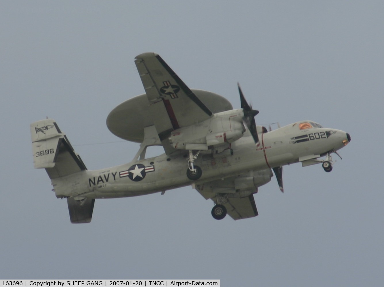 163696, Grumman E-2C Hawkeye Group 1 C/N A132, on final to tncc