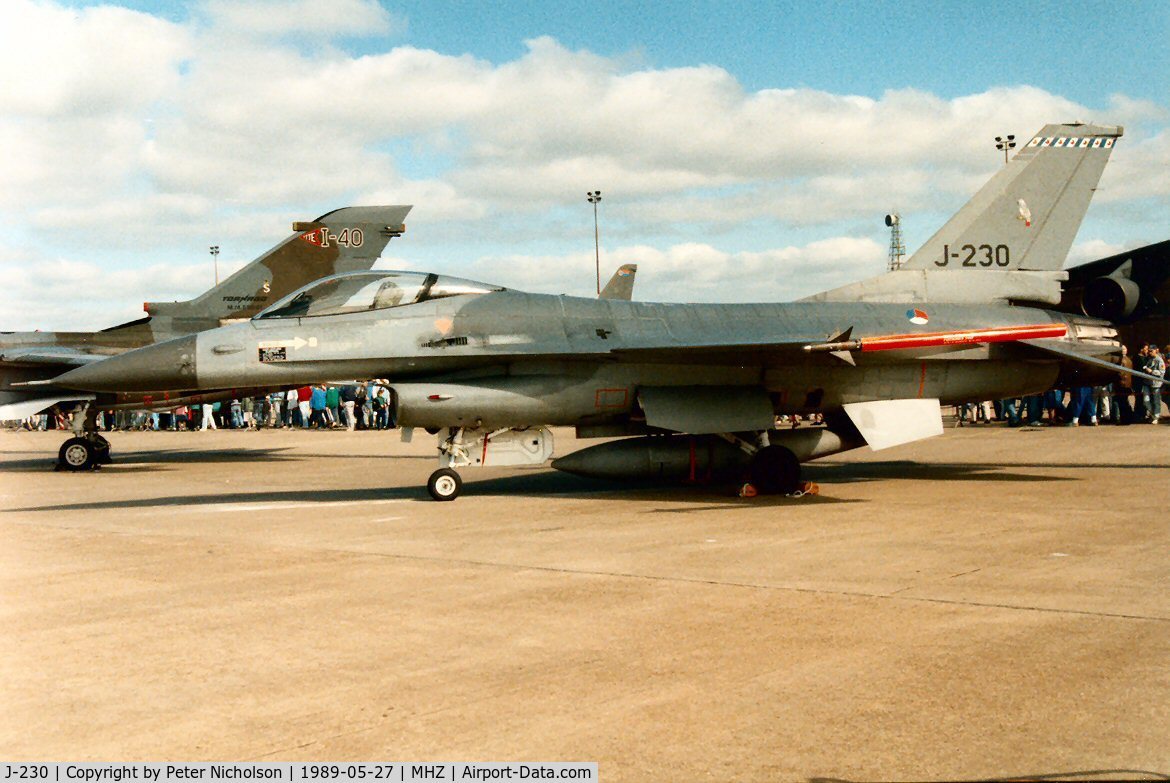 J-230, 1978 Fokker F-16A Fighting Falcon C/N 6D-19, F-16A Falcon of 322 Squadron Royal Netherlands Air Force at the 1989 Mildenhall Air Fete.