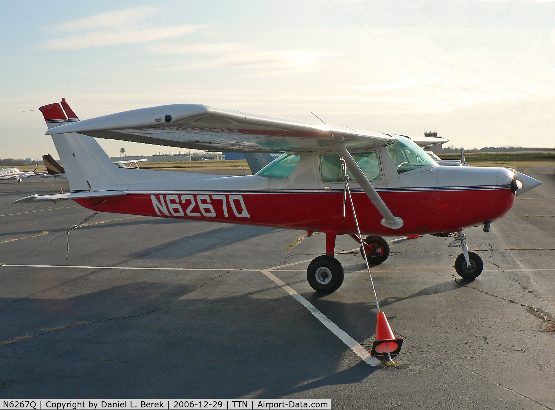 N6267Q, 1981 Cessna 152 C/N 15285214, One of several trainers belonging to Mercer County College, this 1981 example is basking in the evening sun at Trenton Mercer Airport (TTN).