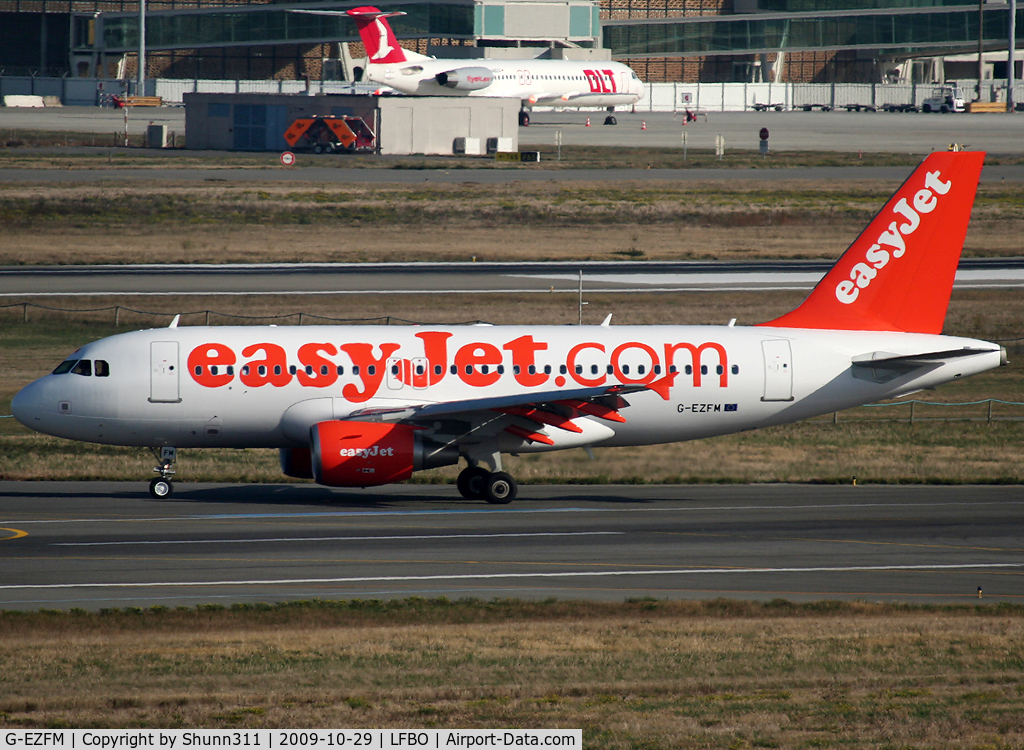 G-EZFM, 2009 Airbus A319-111 C/N 4069, Arriving from flight...