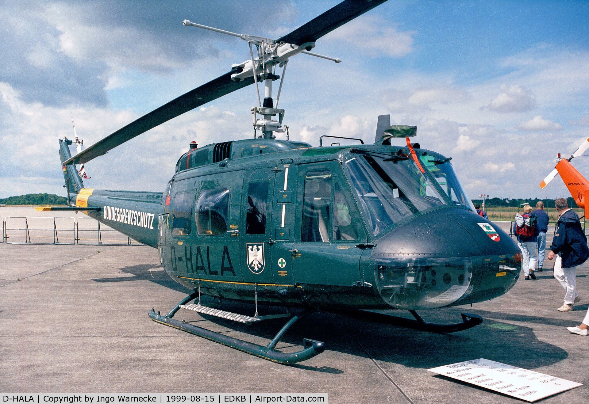 D-HALA, Bell (Dornier) UH-1D Iroquois (205) C/N 8051, Bell (licence built by Dornier) UH-1D of the Bundesgrenzschutz at the Bonn-Hangelar 90-year jubilee-airshow