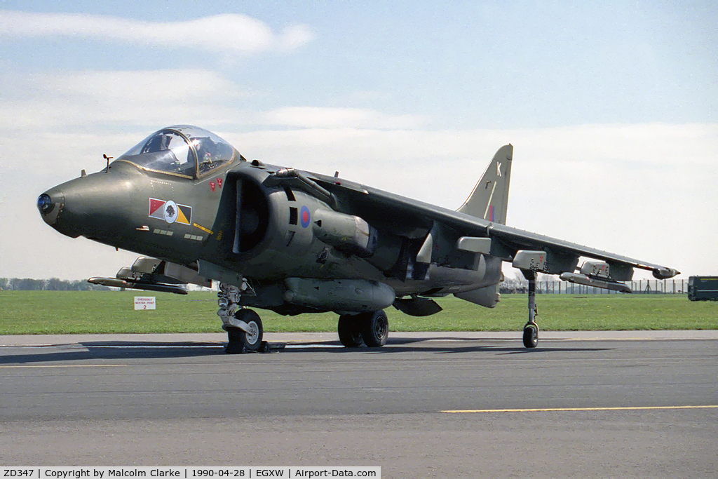 ZD347, 1988 British Aerospace Harrier GR.5 C/N P14, British Aerospace Harrier GR5 at RAF Waddington's Photocall in 1990.