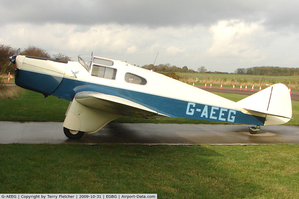 G-AEEG, 1936 Miles M-3A Falcon Major C/N 216, Vintage 1936 Miles M3A Falcon at Leicester on the All Hallows Day Fly-in
