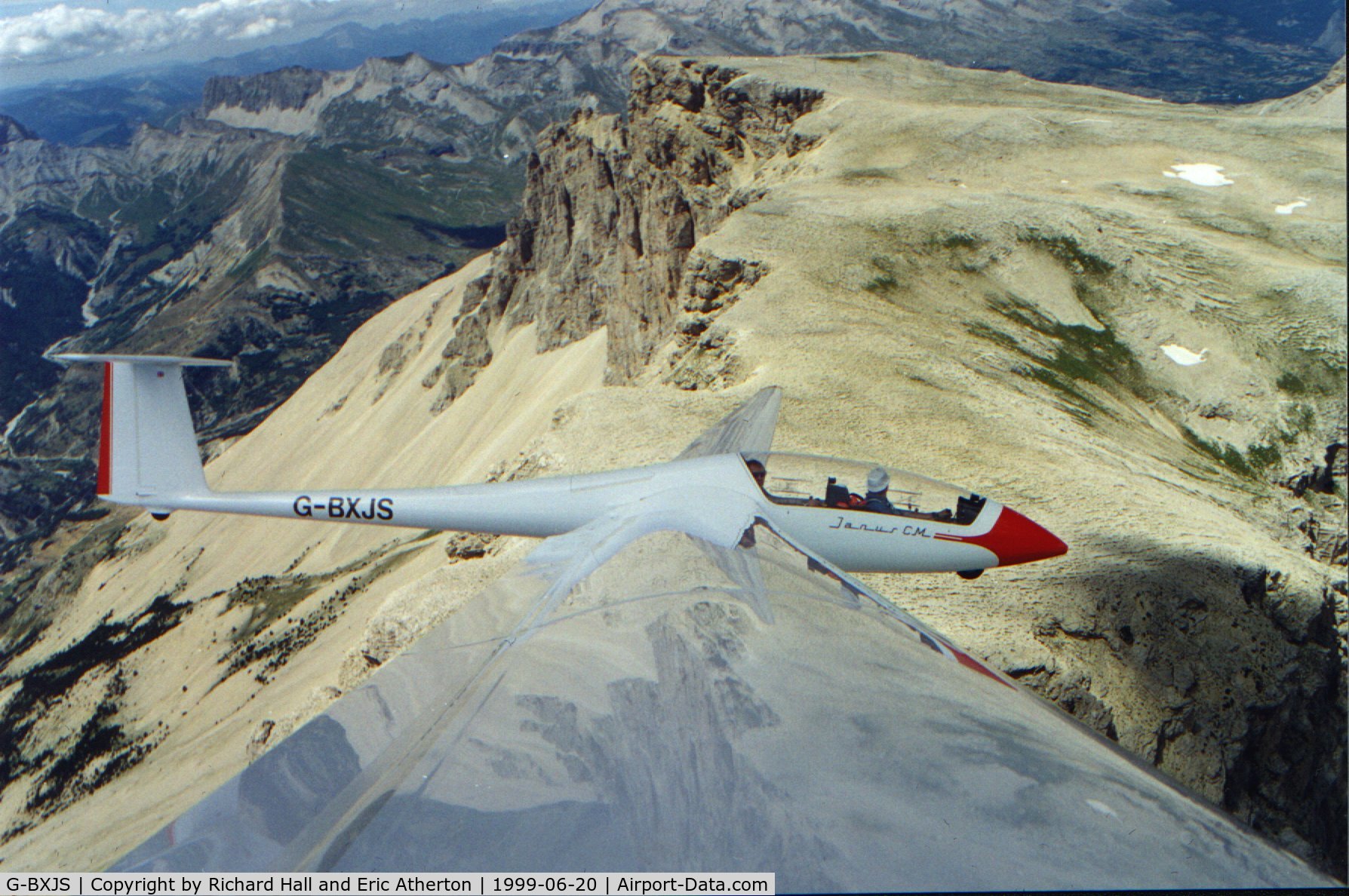 G-BXJS, 1990 Schempp-Hirth Janus CM C/N 35, Photo taken near Pic du Beure in the French Alps.