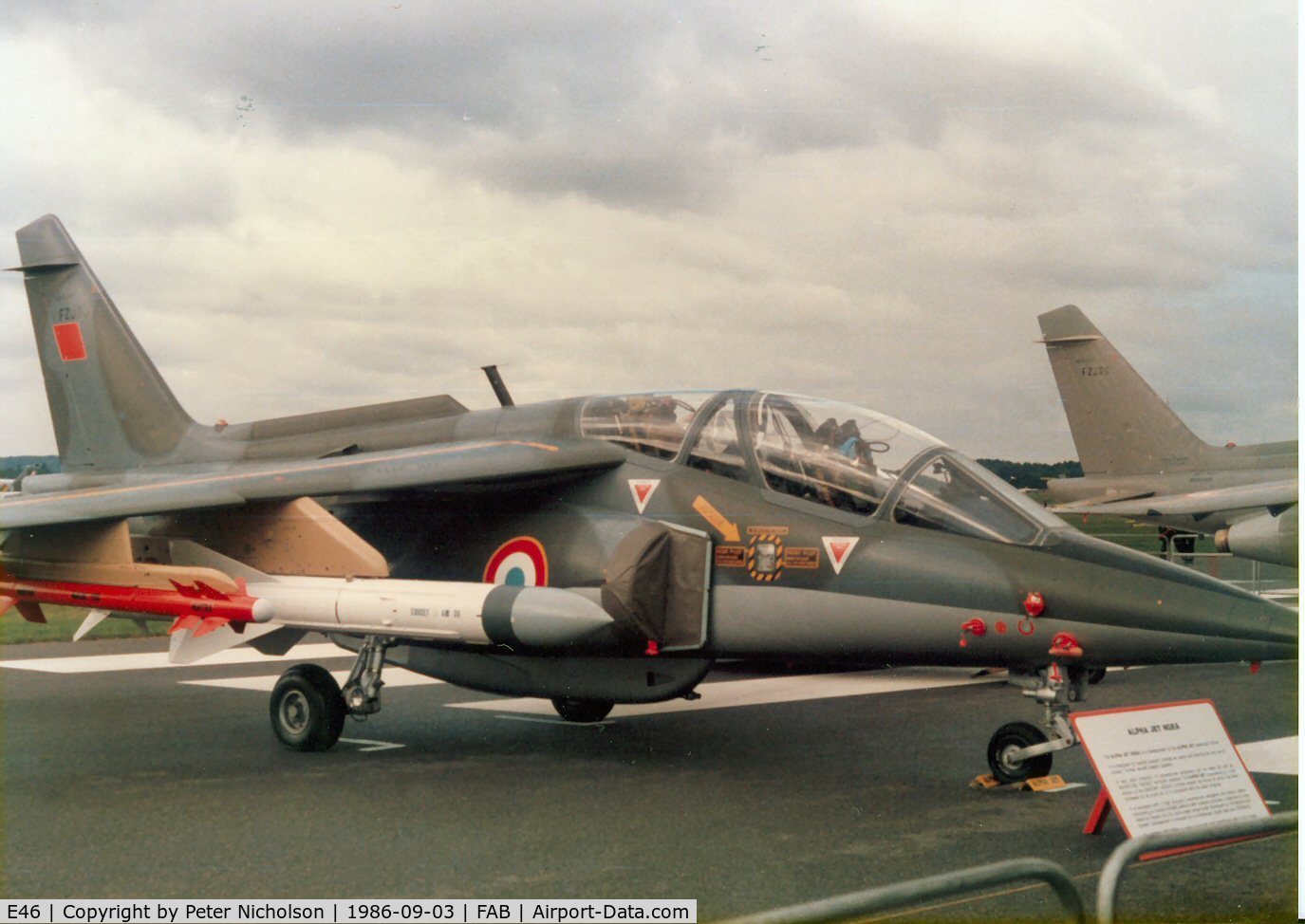 E46, Dassault-Dornier Alpha Jet E C/N E46, This Alpha Jet was displayed at the 1986 Farnborough Airshow.