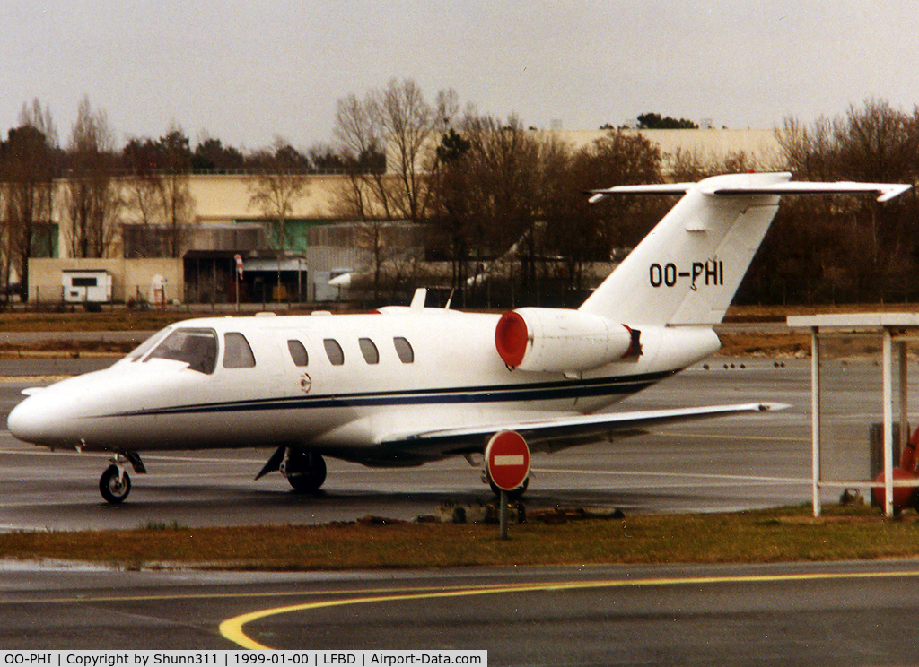 OO-PHI, 1995 Cessna 525 CitationJet CJ1 C/N 525-0115, Parked at the General Aviation area...