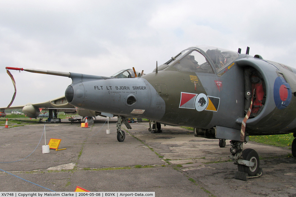 XV748, 1969 Hawker Siddeley Harrier GR.3 C/N 712011, Hawker Siddeley Harrier GR3 at the Yorkshire Air Museum, Elvington, UK in 2004.