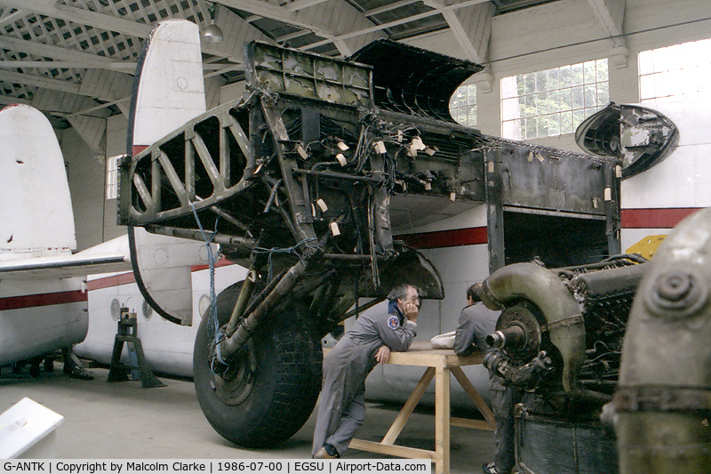 G-ANTK, 1946 Avro 685 YORK C1 C/N MW232, Avro 685 York C1. Under renovation at the Imperial War Museum, Duxford in 1986.