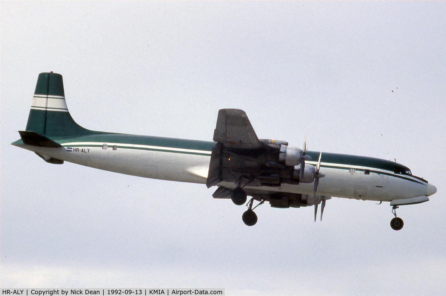 HR-ALY, 1957 Douglas DC-7C Seven Seas Seven Seas C/N 45230, KMIA DBR and subsequently W/O after fuel tank explosion 24th Mar 1993