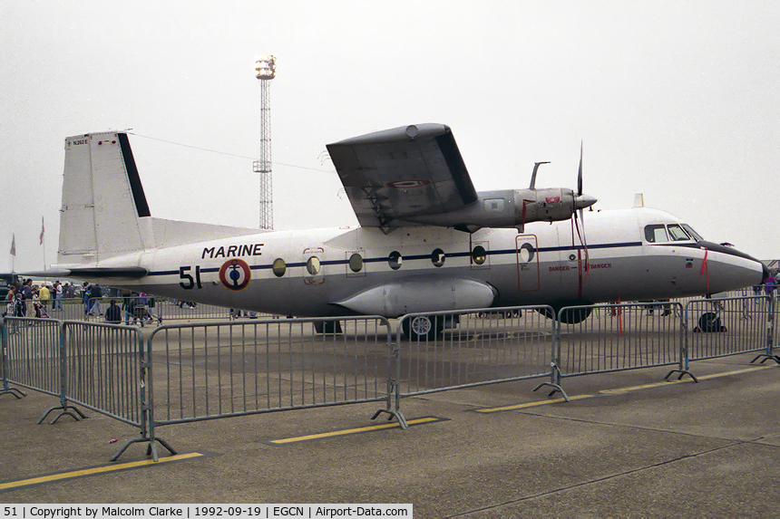 51, 1969 Aerospatiale N-262A-34 Fregate C/N 51, Nord N-262A-34 at RAF Finningley's Air Show in 1992..