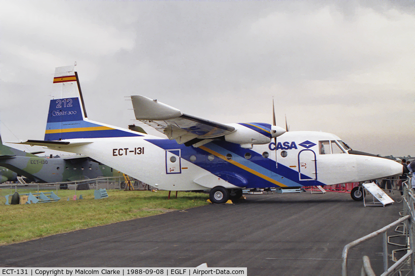 ECT-131, 1984 CASA C-212-300 Aviocar C/N 323, CASA C-212-300 Aviocar. At The Farnborough Air Show in 1988.