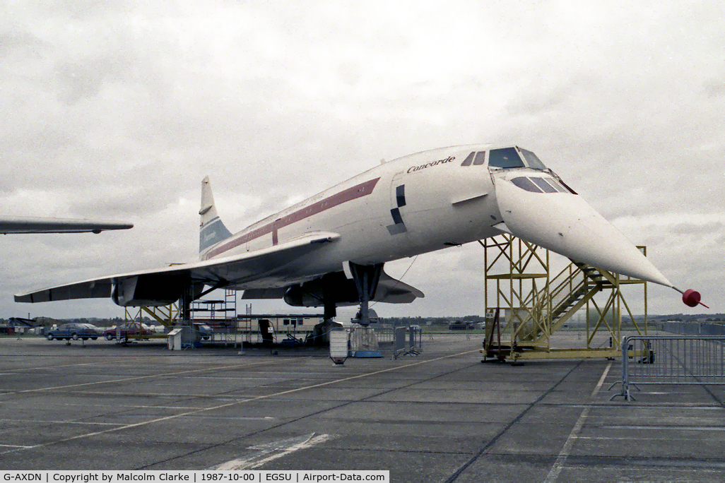 G-AXDN, 1968 Aerospatiale-BAC Concorde Prototype C/N 01/13522, BAC Concorde at The Imperial War Museum, Duxford, UK in 1987. This was 01, the first pre-production aircraft. 