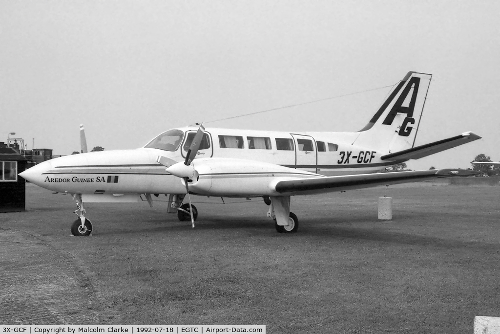 3X-GCF, Cessna 404 Titan C/N 404-0813, Cessna 404 Titan at Cranfield Airport in July 1992.