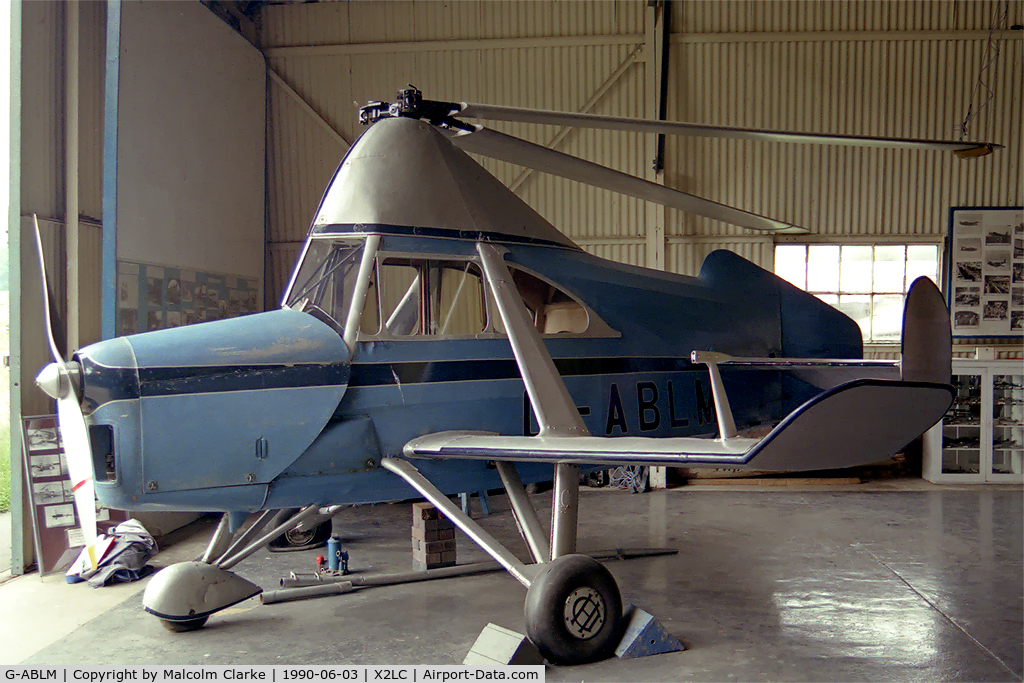 G-ABLM, De Havilland Cierva C-24 C/N 710, Cierva C-24 Gyroplane. At the Mosquito Aircraft Museum, Salisbury Hall in 1990.