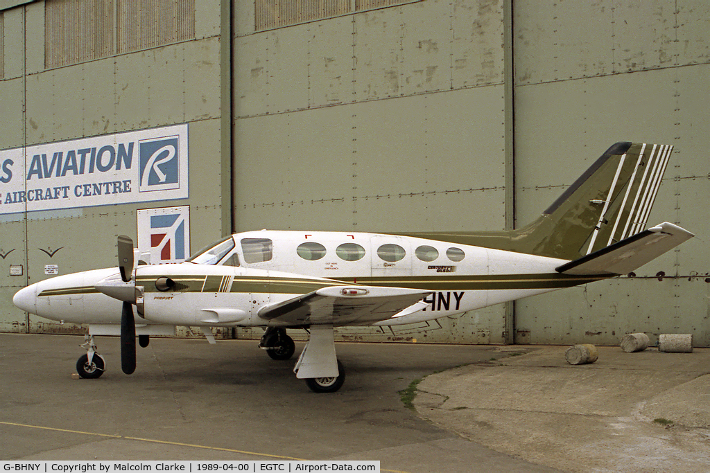 G-BHNY, 1981 Cessna 425 Corsair C/N 425-0090, Cessna 425 Corsair at Cranfield Airport, UK.
