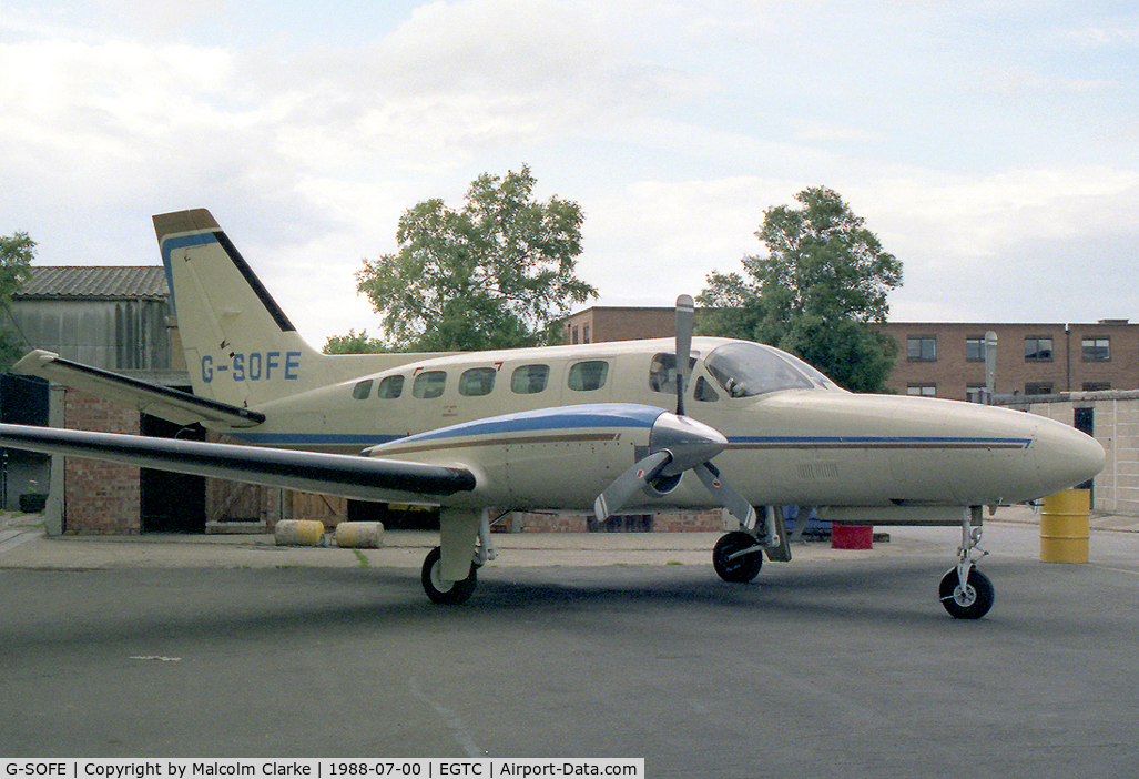 G-SOFE, 1979 Cessna 441 Conquest II C/N 441-0109, Cessna 441 Conquest II at Cranfield Airport, UK in 1988.