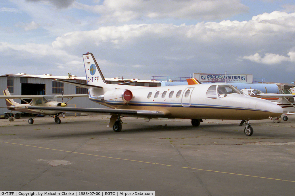 G-TIFF, 1981 Cessna 550 Citation II C/N 550-0262, Cessna 550 Citation II at Cranfield Airport, UK in 1988. Later transferred to the US register.
