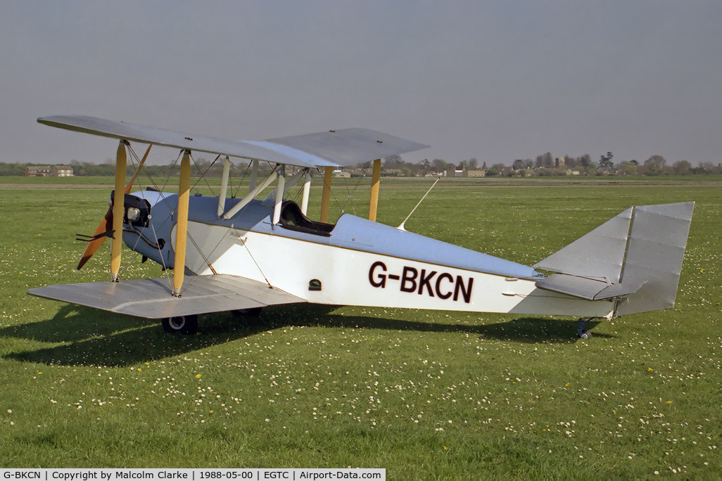 G-BKCN, 1987 Currie Wot C/N PFA 3018, Currie Wot at Cranfield Airport, UK in 1988.