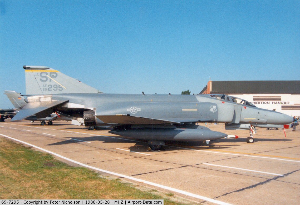 69-7295, 1969 McDonnell Douglas F-4G Phantom II C/N 3975, F-4G Phantom of 81at Tactical Fighter Squadron/52nd Tactical Fighter Wing in the static park of the 1988 Mildenhall Air Fete.