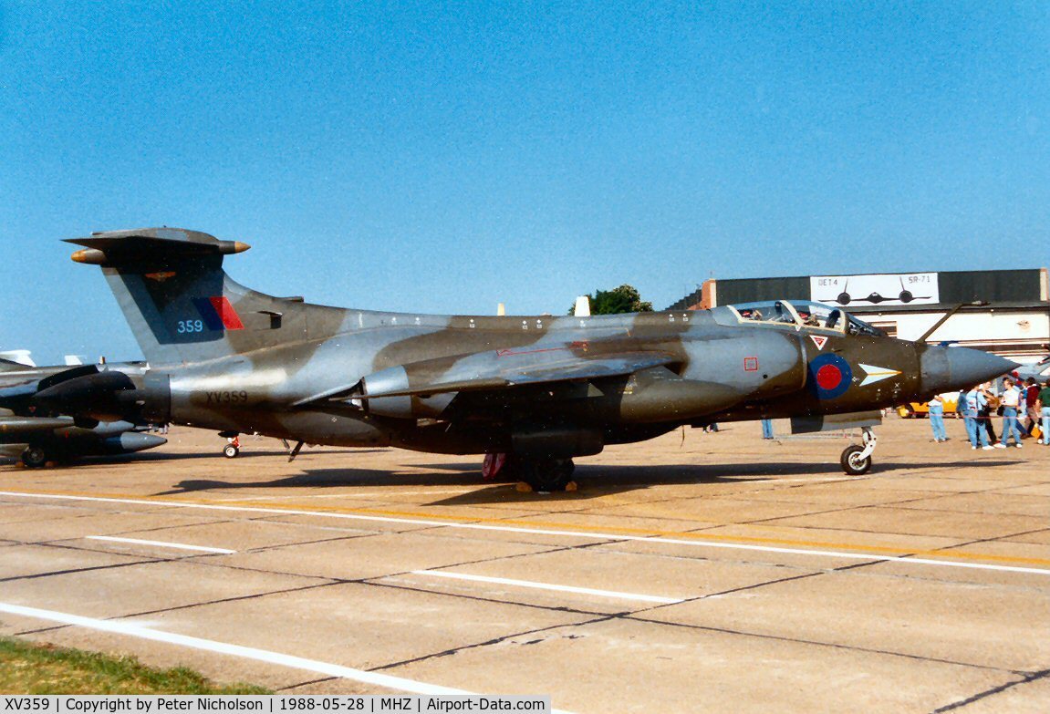 XV359, 1968 Hawker Siddeley Buccaneer S.2B C/N B3-09-67, Buccaneer S.2B of 208 Squadron in the static park at the 1988 Mildenhall Air Fete.