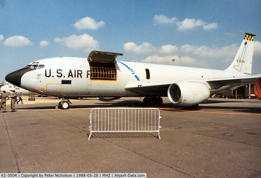 62-3504, 1962 Boeing KC-135R Stratotanker C/N 18487, KC-135R Stratotanker of 19th Air Refuelling Wing on display at the 1988 Mildenhall Air Fete.