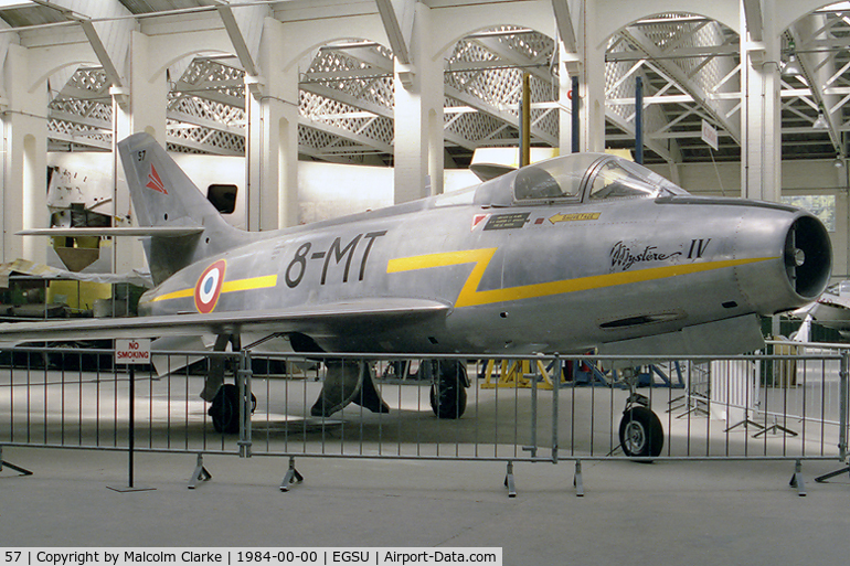 57, Dassault MD-454 Mystère IVA C/N 57, Dassault MD-454 Mystere IVA at the Imperial War Museum, Duxford, UK in 1984.