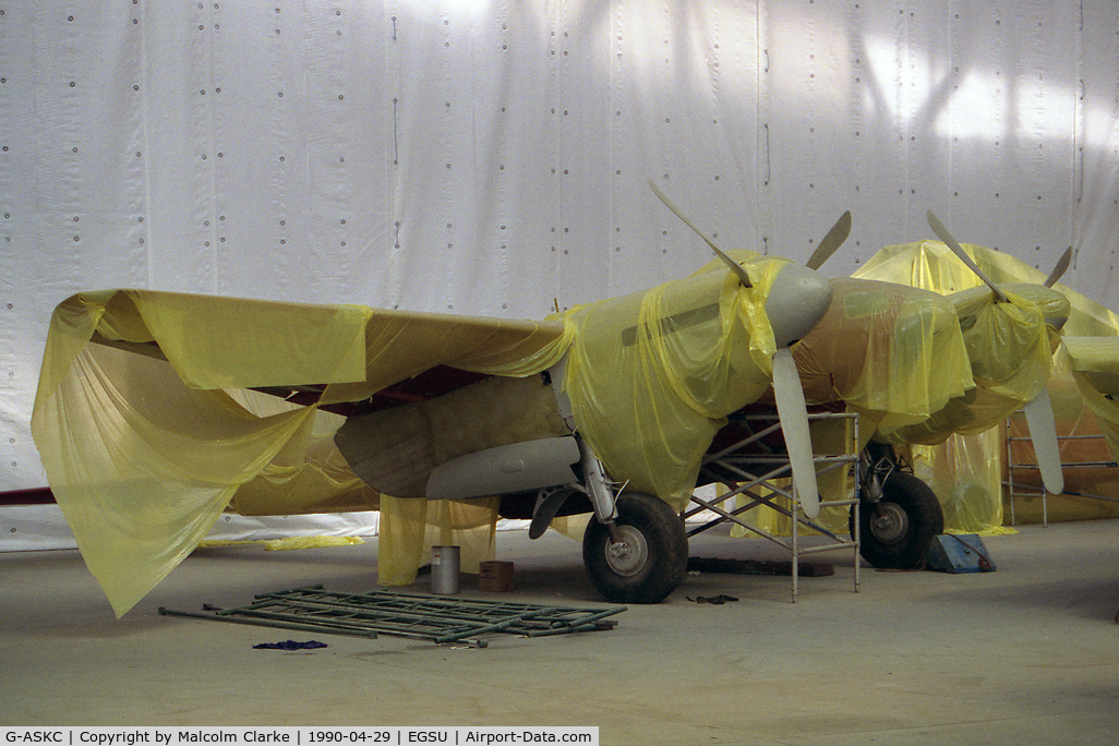 G-ASKC, De Havilland DH98 Mosquito T.3 C/N TA719, De Havilland DH-98 Mosquito TT35.  Under renovation and in protective wrappings whilst work is carried out on hangar T1 at the Imperial War Museum, Duxford.