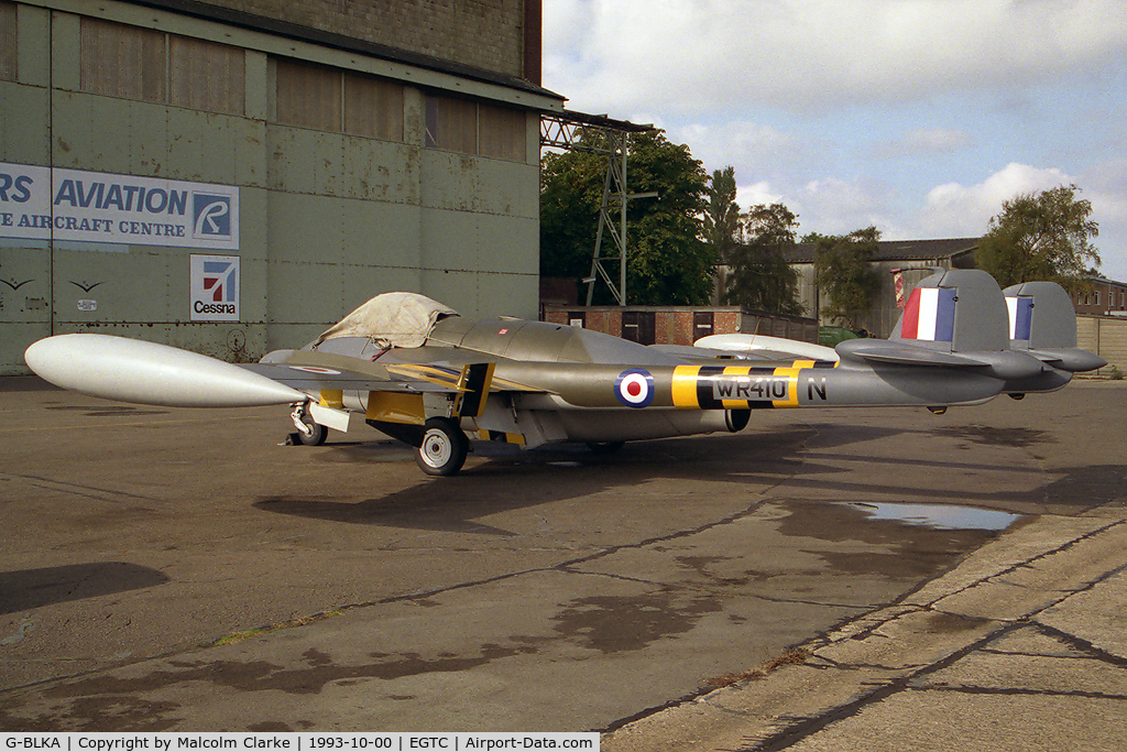 G-BLKA, 1957 De Havilland (F+W Emmen) DH-112 Venom FB.54 C/N 431, De Havilland Venom FB54 at Cranfield Airfield, UK.