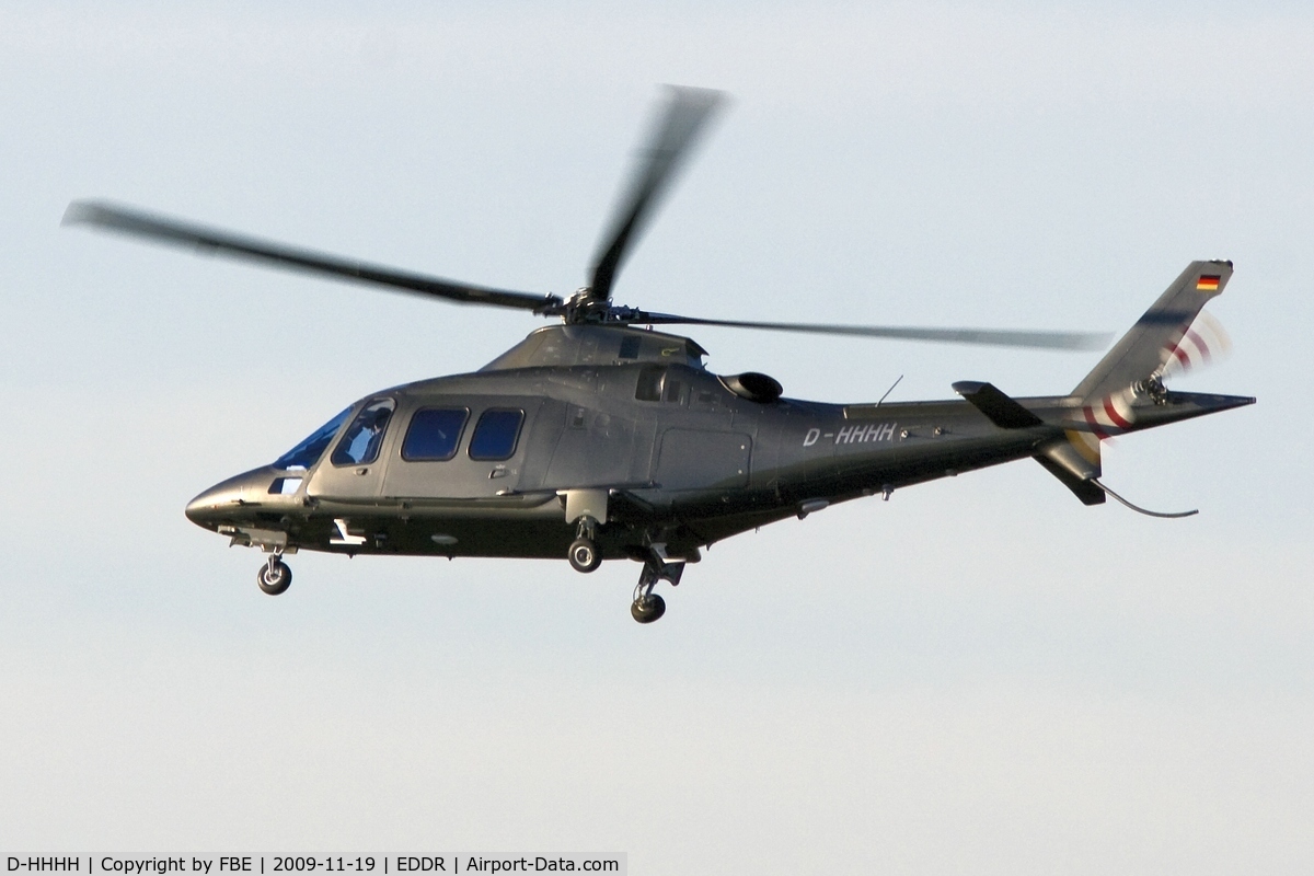 D-HHHH, 2007 Agusta A-109E Power Elite C/N 11708, A-109E Power Elite, HTM Jet Service departing Saarbrücken