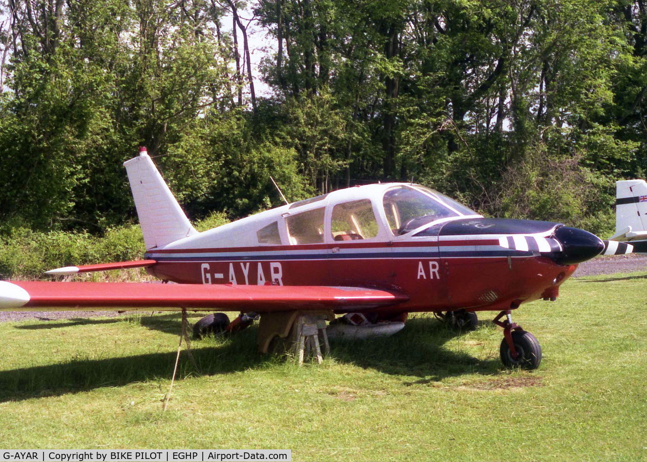 G-AYAR, 1970 Piper PA-28-180 Cherokee C/N 28-5797, BOUNCED ON LANDING AND HIT TREE 1985-05-09