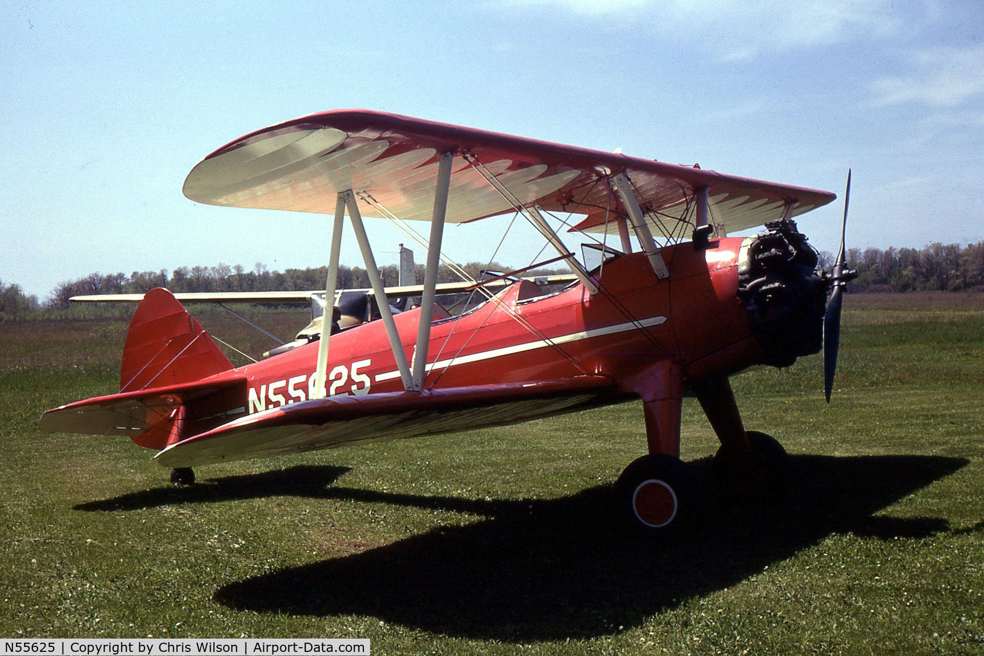N55625, 1942 Boeing A75N1(PT17) C/N 75-3453, Steerman at Palmer Airfield, Olcott New York c1966