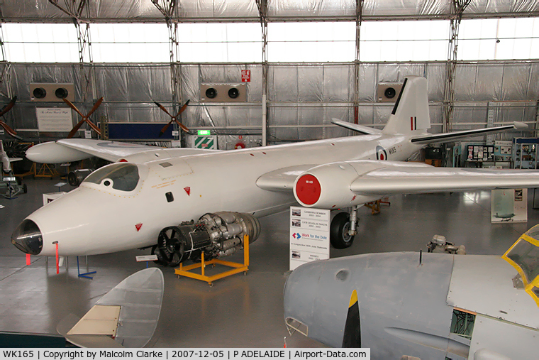 WK165, 1955 English Electric Canberra B.2 C/N Not found WK165, English Electric Canberra B2. On display at the South Australian Aviation Museum, Port Adelaide, South Australia in 2007