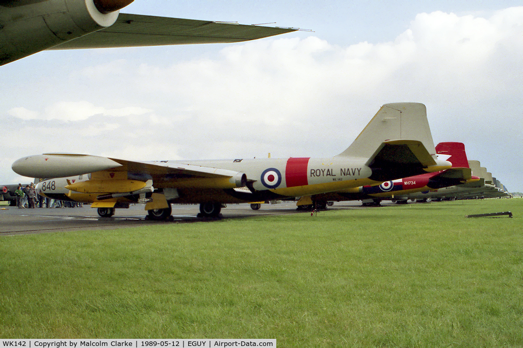 WK142, 1954 English Electric Canberra TT.18 C/N EEP13535, English Electric Canberra TT18 at the Canberra 40th Anniversary Celebration Photocall at RAF Wyton in 1989.