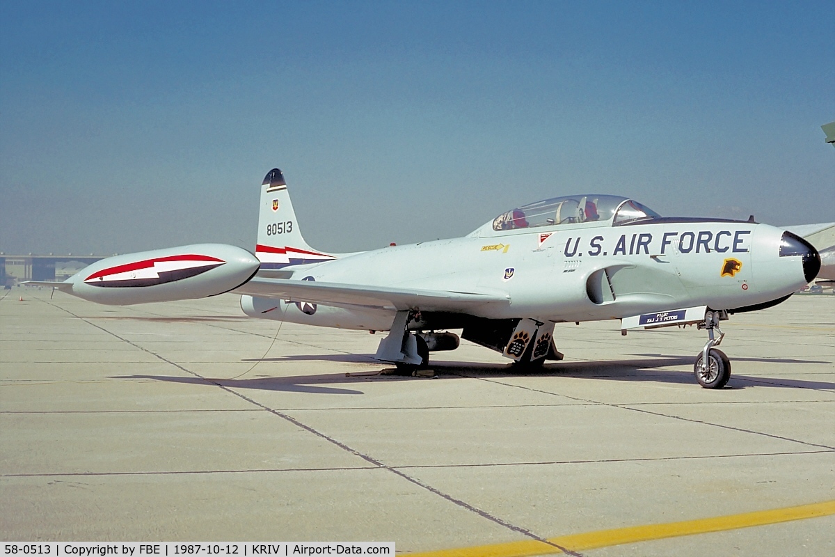 58-0513, 1958 Lockheed T-33A Shooting Star C/N 580-1562, T-33A at the aviation museum at March AFB
