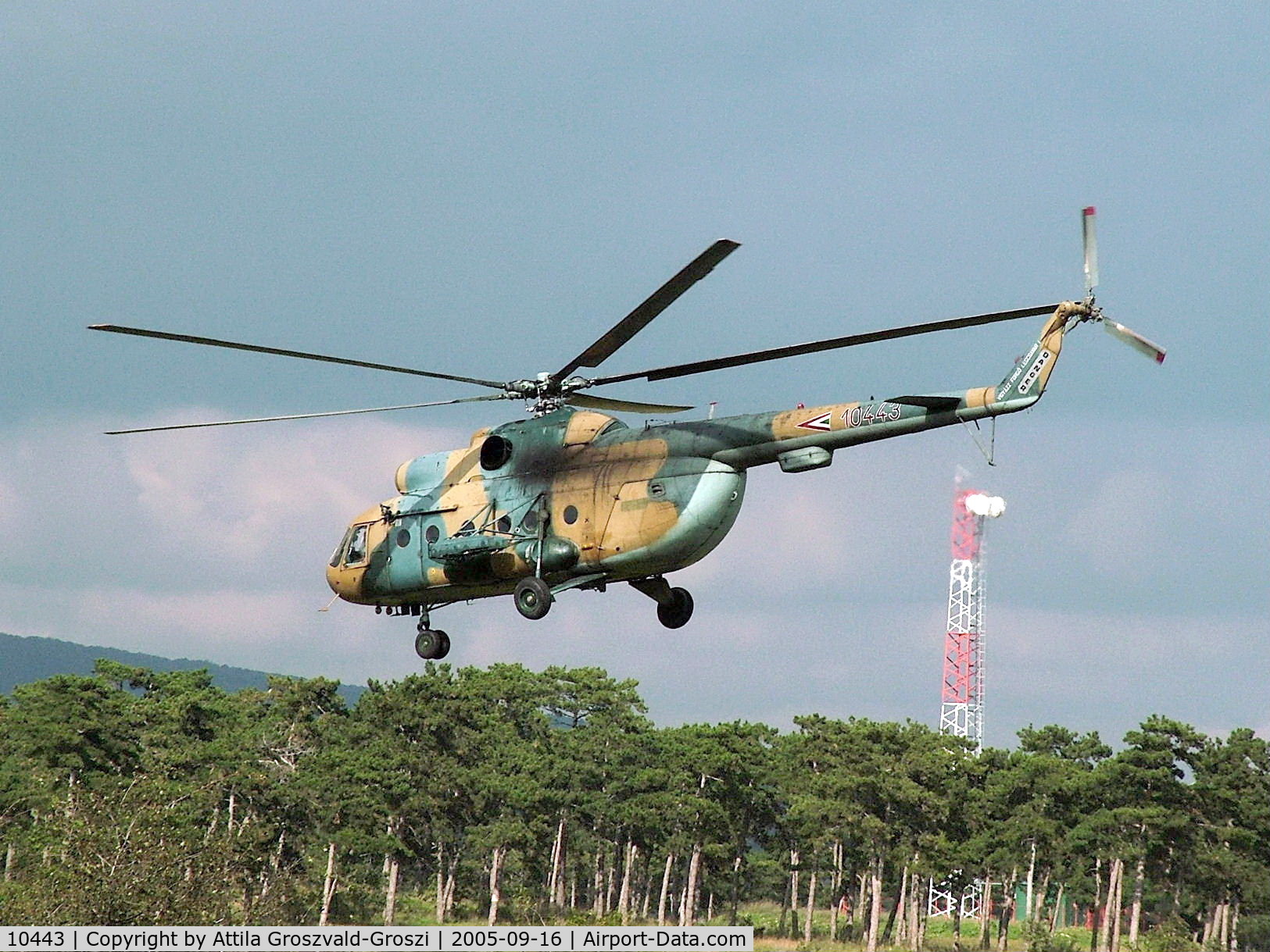 10443, 1973 Mil Mi-8T Hip C/N 10443, Veszprém-Jutas-Ujmajor temporary army helicopter base.