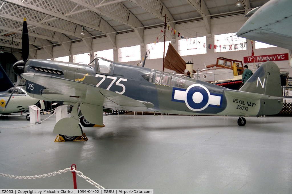 Z2033, 1944 Fairey Firefly 1 C/N F.5607, Fairy Firefly 1 'Evelyn Tensions' at the Imperial War Museum, Duxford in 1994.