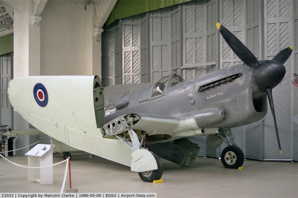 Z2033, 1944 Fairey Firefly 1 C/N F.5607, Fairy Firefly 1 'Evelyn Tensions' at the Imperial War Museum, Duxford in 1989.