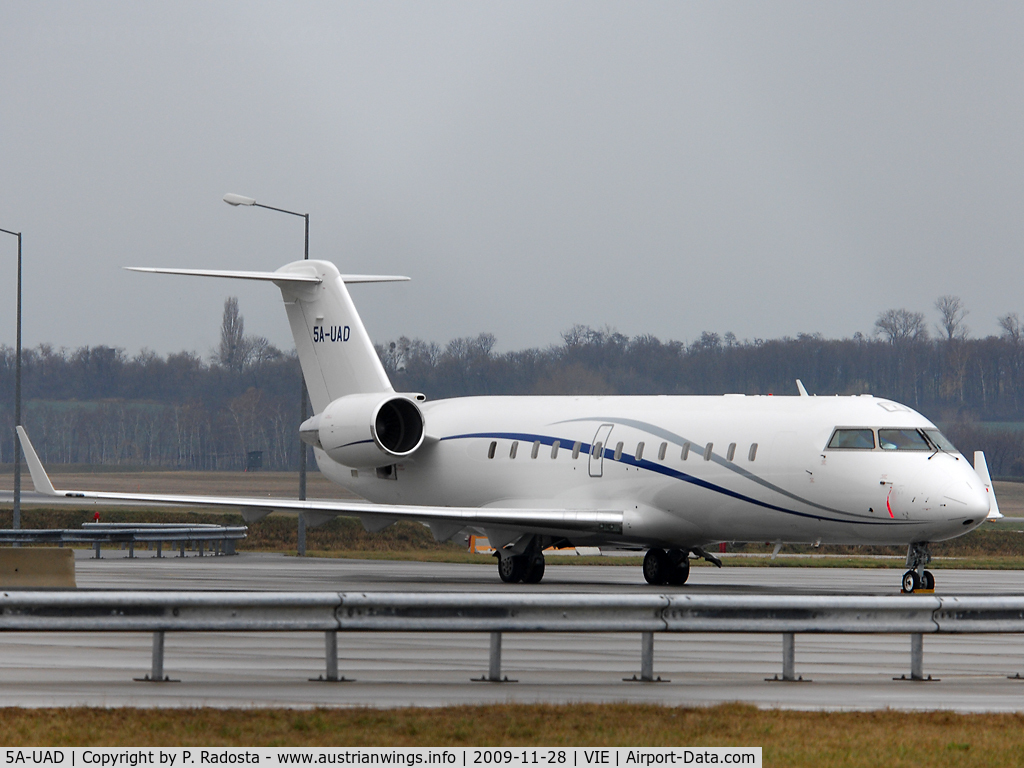 5A-UAD, 2009 Bombardier Challenger 850 (CL-600-2B19) C/N 8087, Private CRJ at the GAC at VIE