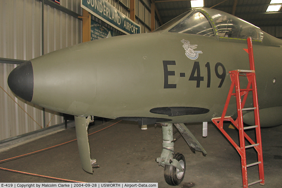 E-419, Hawker Hunter F.51 C/N 41H-680278, Hawker Hunter F51 at The North East Aircraft Museum, Usworth, UK in 2004.