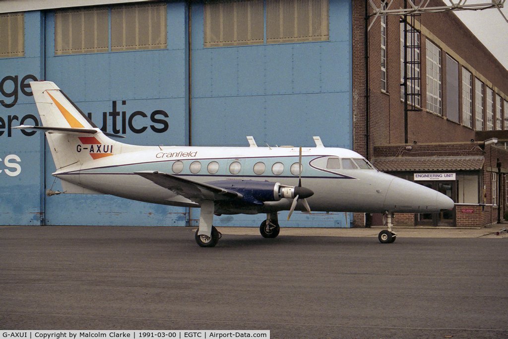 G-AXUI, 1969 Handley Page HP137 Jetstream 1 C/N 222, Handley Page HP-137 Jetstream 31 at The Cranfield Institute of Technology in 1991.